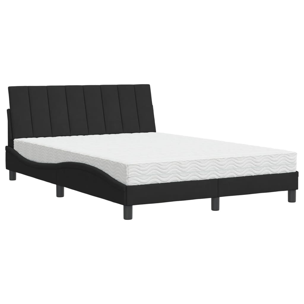 Letto con Materasso Nero 120x200 cm in Velluto