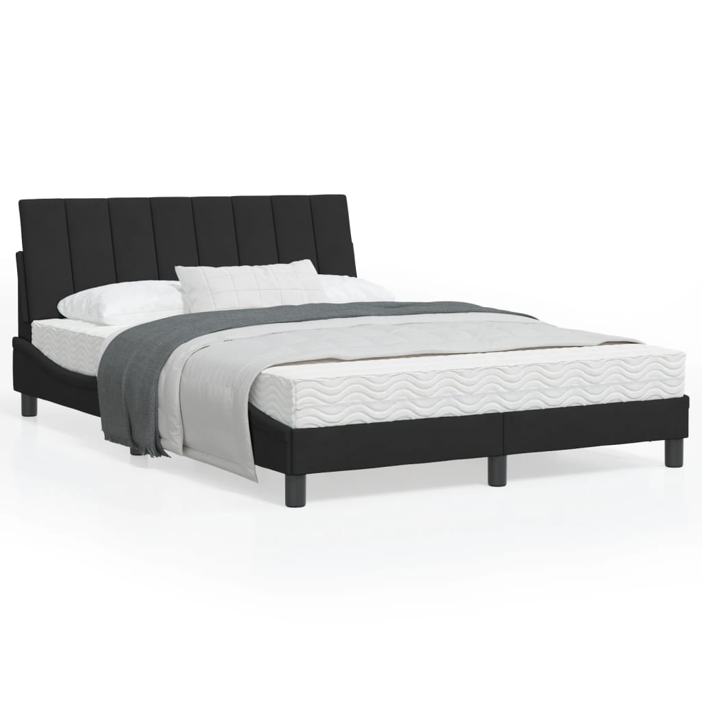 Letto con Materasso Nero 120x200 cm in Velluto