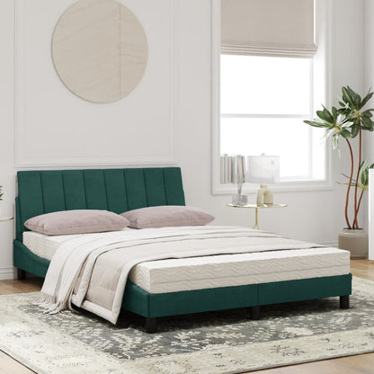 Letto con Materasso Verde Scuro 120x200 cm in Velluto