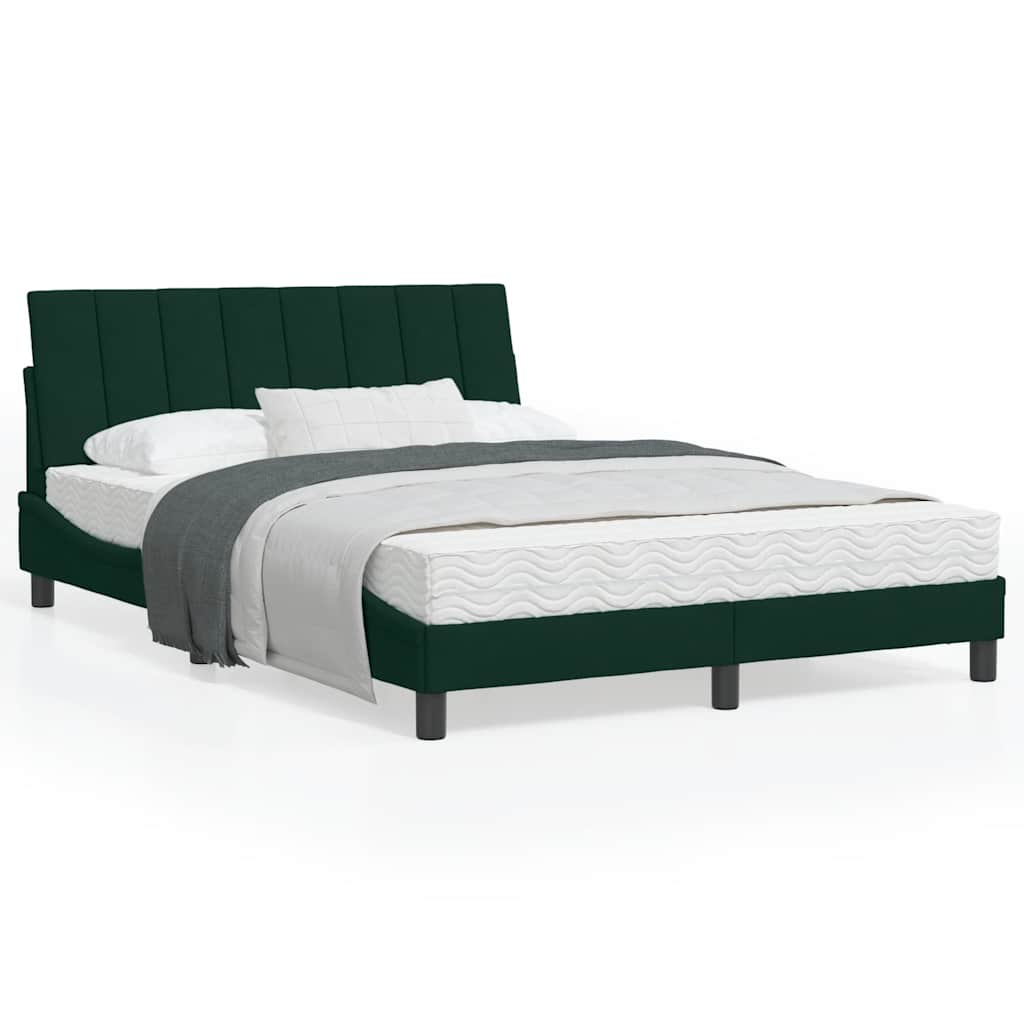 Letto con Materasso Hanko Verde Scuro 120x200 cm in Velluto
