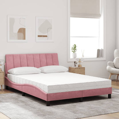 Letto con Materasso Hanko Rosa 120x200 cm in Velluto