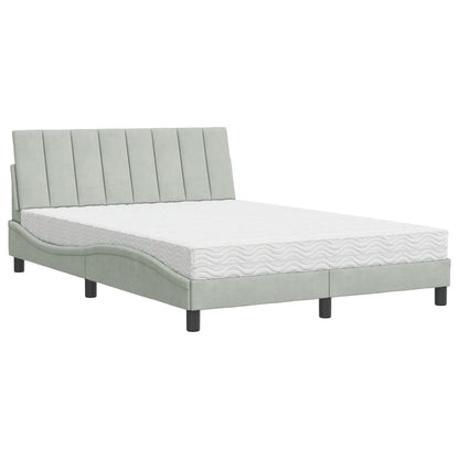 Letto con Materasso Hanko Grigio Chiaro 140x190 cm in Velluto