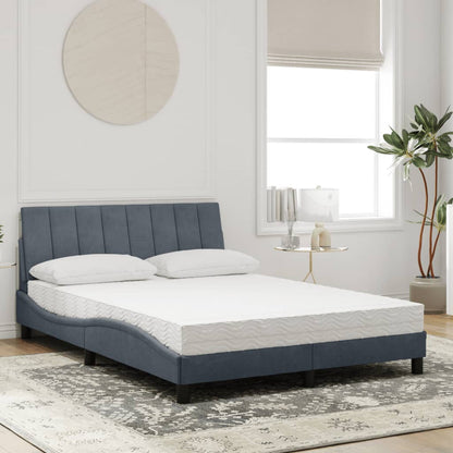 Letto con Materasso Hanko Grigio Scuro 140x190 cm in Velluto