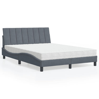 Letto con Materasso Hanko Grigio Scuro 140x190 cm in Velluto