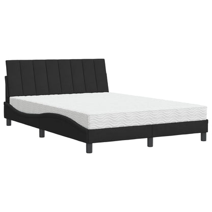 Letto con Materasso Hanko Nero 140x190 cm in Velluto