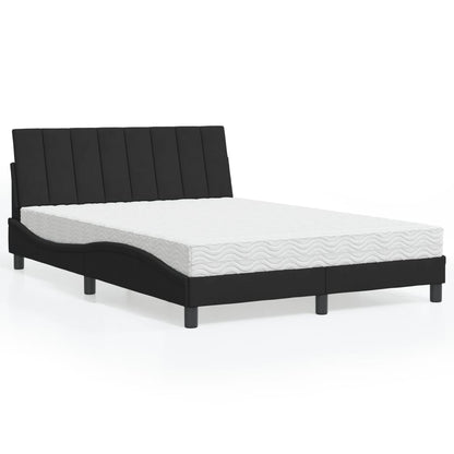 Letto con Materasso Hanko Nero 140x190 cm in Velluto