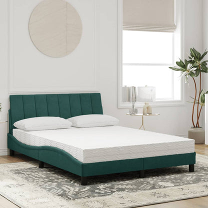Letto con Materasso Verde Scuro 140x190 cm in Velluto