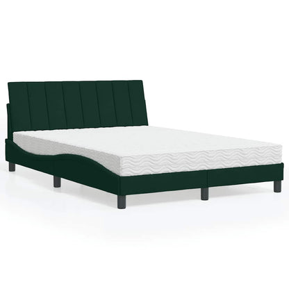 Letto con Materasso Hanko Verde Scuro 140x190 cm in Velluto