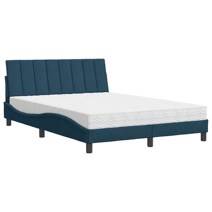 Letto con Materasso Hanko Blu 140x190 cm in Velluto