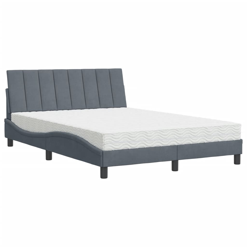 Letto con Materasso Hanko Grigio Scuro 140x200 cm in Velluto