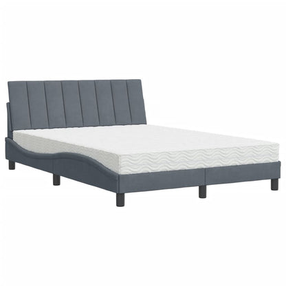 Letto con Materasso Hanko Grigio Scuro 140x200 cm in Velluto