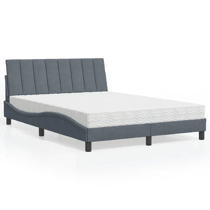 Letto con Materasso Hanko Grigio Scuro 140x200 cm in Velluto