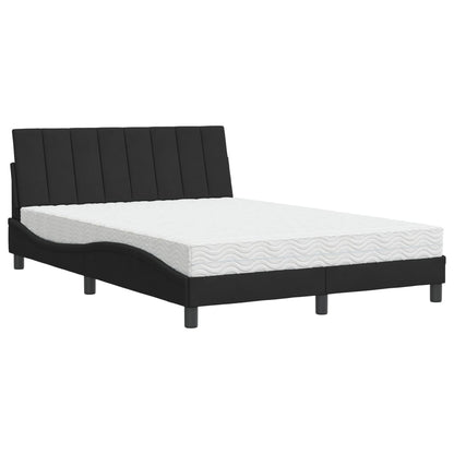 Letto con Materasso Hanko Nero 140x200 cm in Velluto