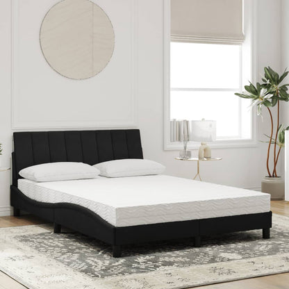 Letto con Materasso Hanko Nero 140x200 cm in Velluto