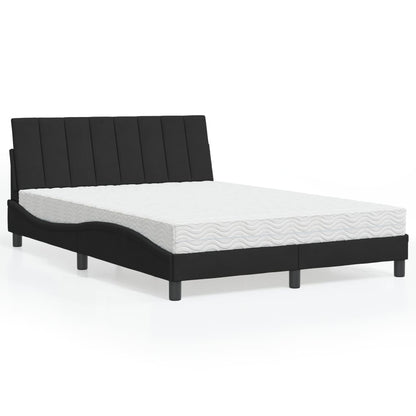 Letto con Materasso Hanko Nero 140x200 cm in Velluto