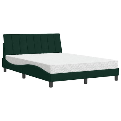 Letto con Materasso Hanko Verde Scuro 140x200 cm in Velluto