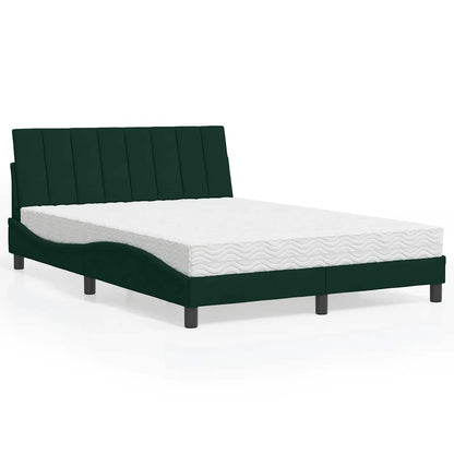 Letto con Materasso Hanko Verde Scuro 140x200 cm in Velluto