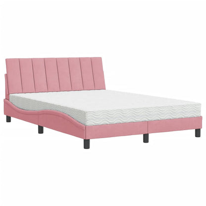 Letto con Materasso Hanko Rosa 140x200 cm in Velluto