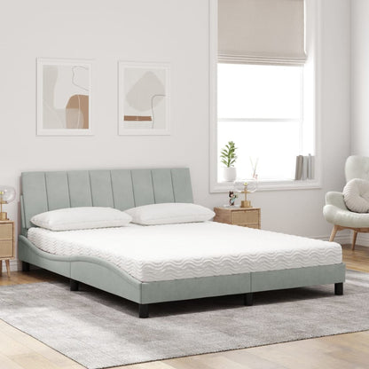 Letto con Materasso Grigio Chiaro 160x200 cm in Velluto