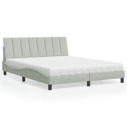 Letto con Materasso Hanko Grigio Chiaro 160x200 cm in Velluto