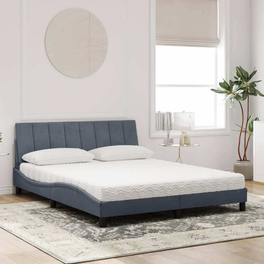 Letto con Materasso Grigio Scuro 160x200 cm in Velluto