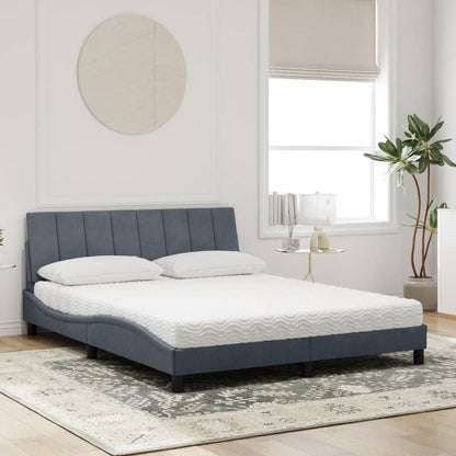 Letto con Materasso Hanko Grigio Scuro 160x200 cm in Velluto