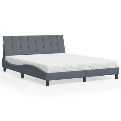 Letto con Materasso Hanko Grigio Scuro 160x200 cm in Velluto