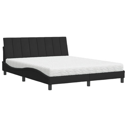 Letto con Materasso Hanko Nero 160x200 cm in Velluto