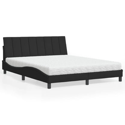 Letto con Materasso Hanko Nero 160x200 cm in Velluto