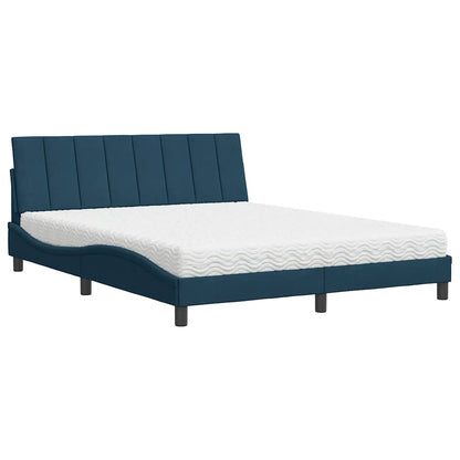 Letto con Materasso Hanko Blu 160x200 cm in Velluto