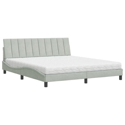 Letto con Materasso Hanko Grigio Chiaro 180x200 cm in Velluto