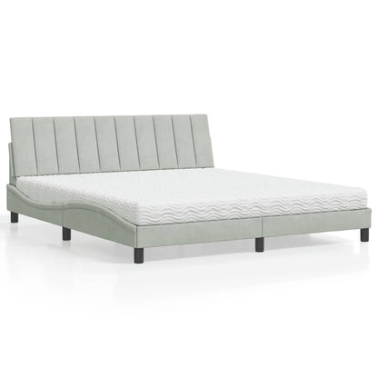 Letto con Materasso Hanko Grigio Chiaro 180x200 cm in Velluto