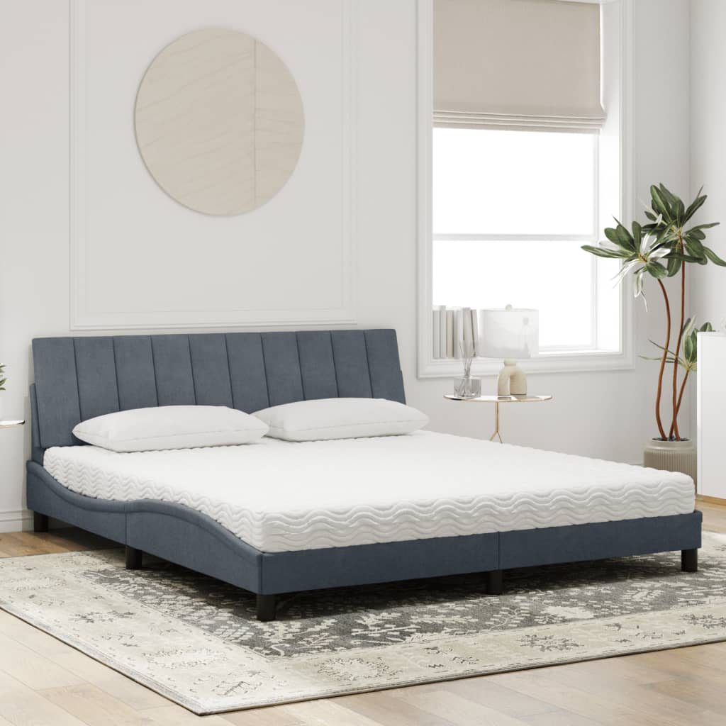 Letto con Materasso Hanko Grigio Scuro 180x200 cm in Velluto