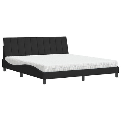 Letto con Materasso Hanko Nero 180x200 cm in Velluto