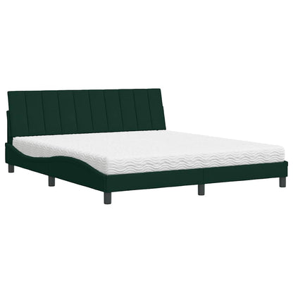 Letto con Materasso Hanko Verde Scuro 180x200 cm in Velluto