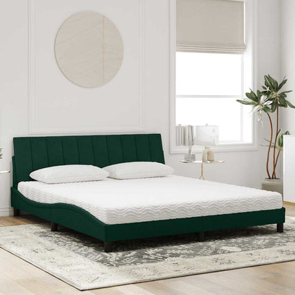 Letto con Materasso Hanko Verde Scuro 180x200 cm in Velluto