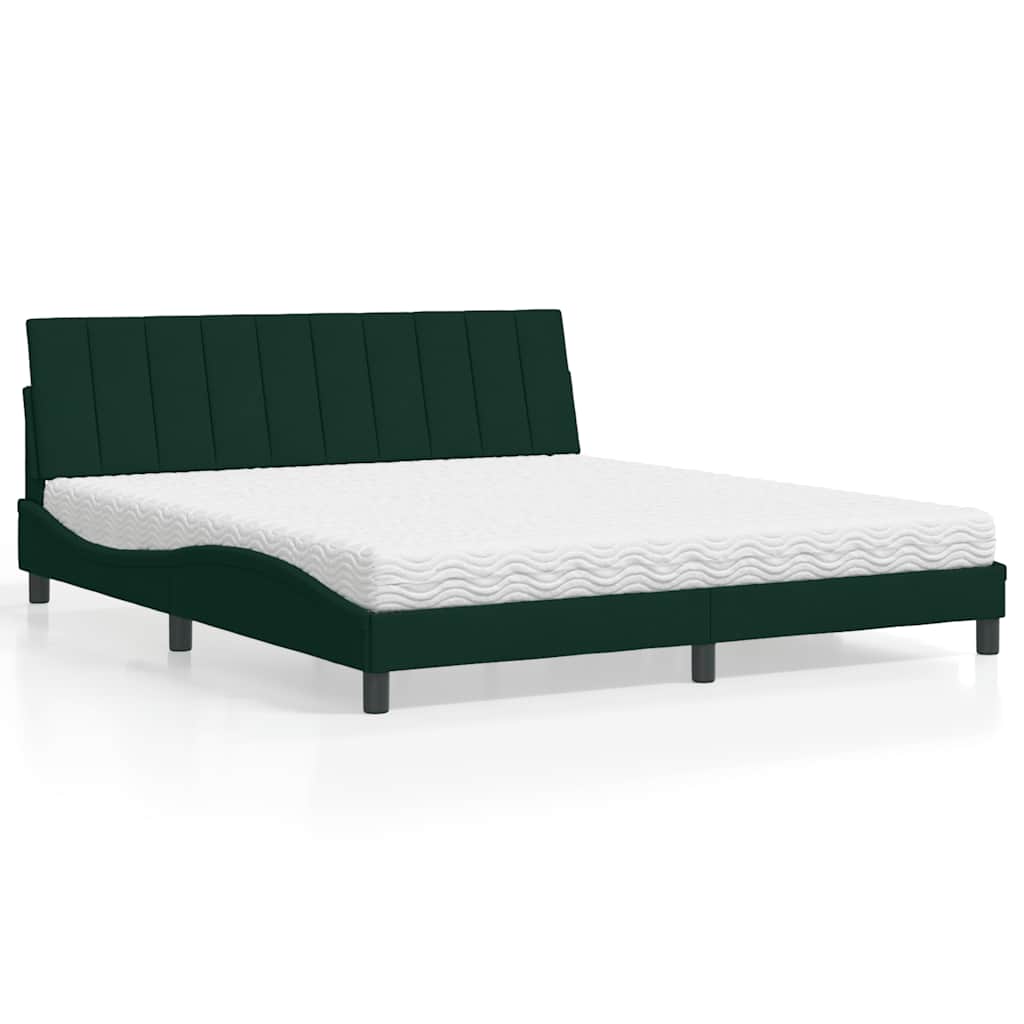 Letto con Materasso Hanko Verde Scuro 180x200 cm in Velluto