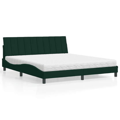 Letto con Materasso Hanko Verde Scuro 180x200 cm in Velluto