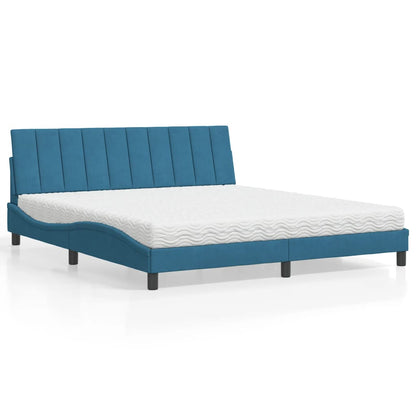 Letto con Materasso Blu 180x200 cm in Velluto