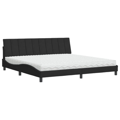 Letto con Materasso Hanko Nero 200x200 cm in Velluto