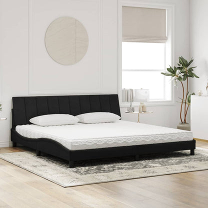 Letto con Materasso Hanko Nero 200x200 cm in Velluto
