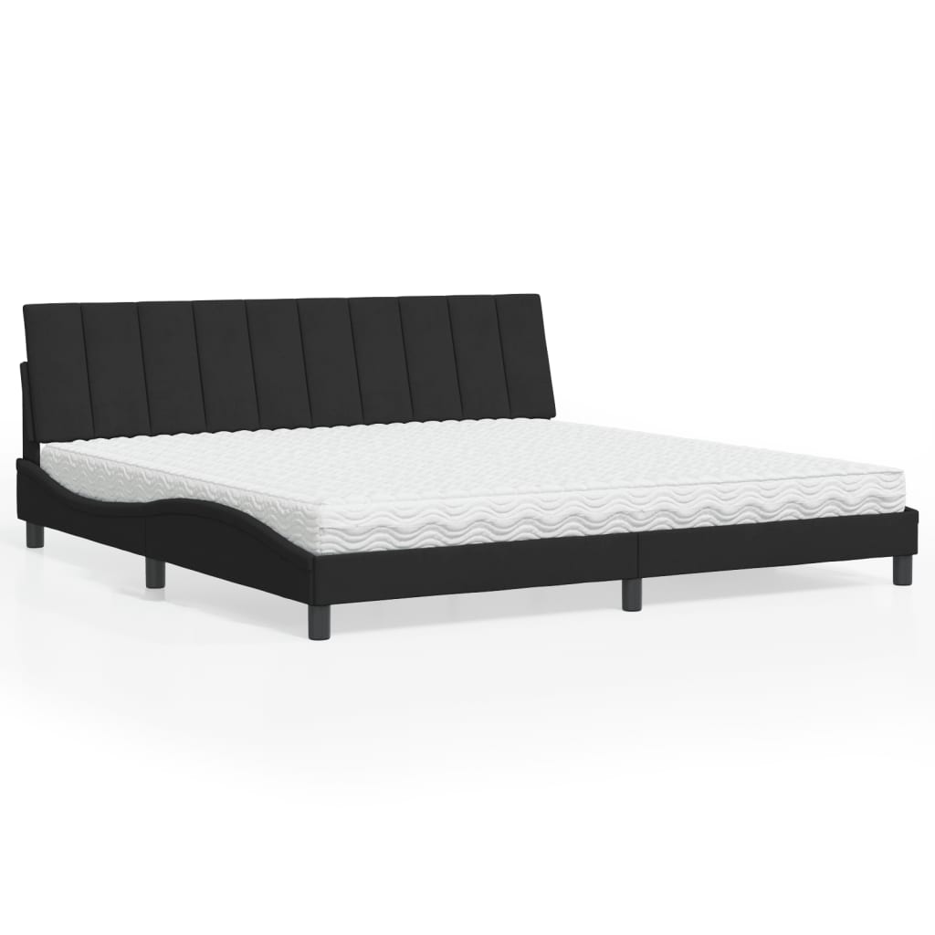 Letto con Materasso Hanko Nero 200x200 cm in Velluto