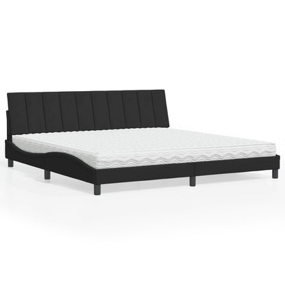 Letto con Materasso Hanko Nero 200x200 cm in Velluto