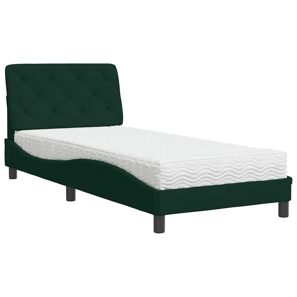 Letto con Materasso Verde Scuro 80x200 cm in Velluto