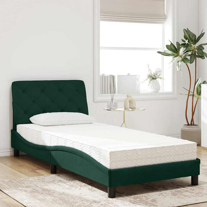 Letto con Materasso Verde Scuro 80x200 cm in Velluto