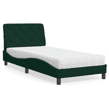 Letto con Materasso Verde Scuro 80x200 cm in Velluto