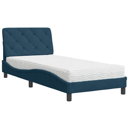 Letto con Materasso Blu 90x190 cm in Velluto