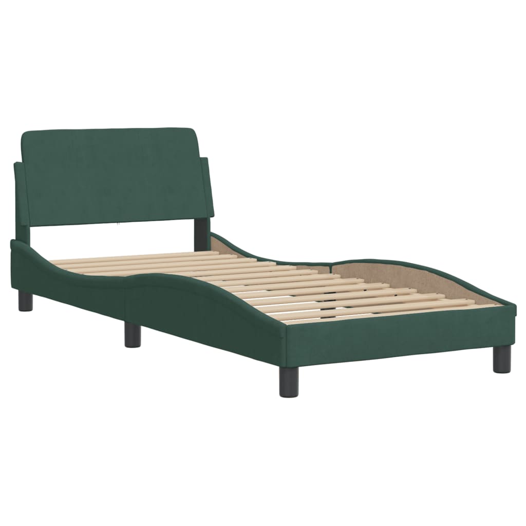 Letto con Materasso Verde Scuro 90x200 cm in Velluto