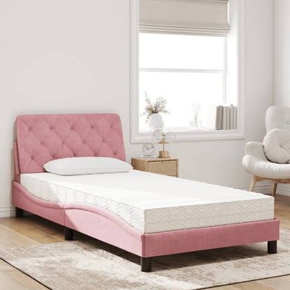 Letto con Materasso Rosa 100x200 cm in Velluto