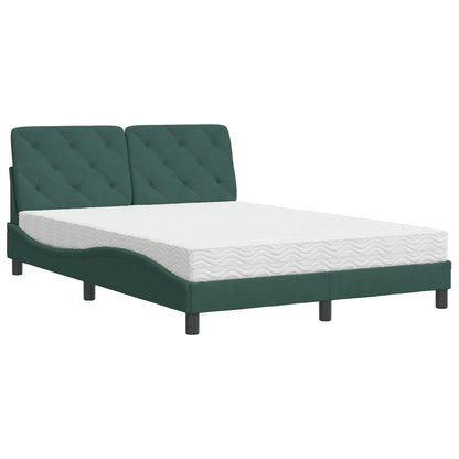 Letto con Materasso Verde Scuro 140x190 cm in Velluto